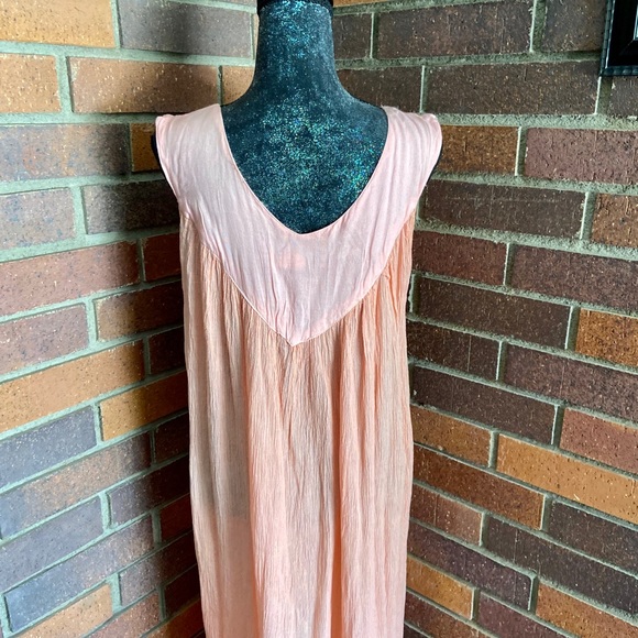 Pagoda Free Size Light Orange Dress / Coverup with Embroidery - Picture 6 of 6